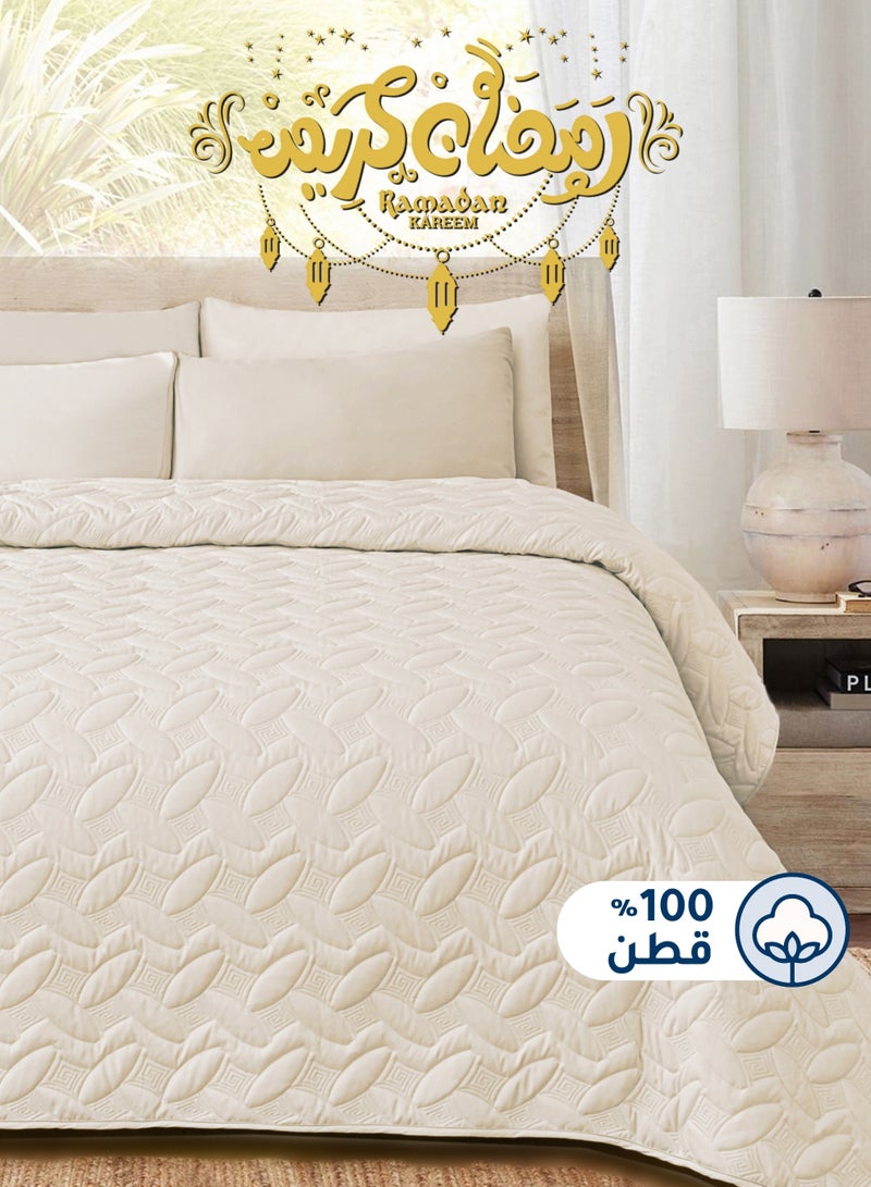 Master Home Textile 4Piece Cotton Bedspread Set Fits 200 x 200 cm Double Size Bed King Size Compressed Comforter Set Elmira Series - Image 1